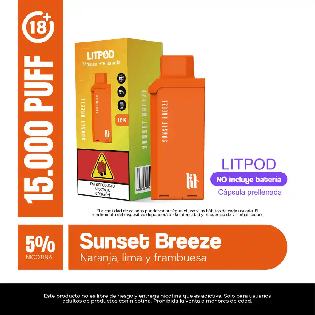 Pod Litpod 15000puff - Sunset Breeze
