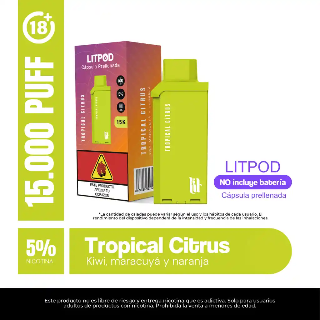 Pod Litpod 15000puff - Tropical Citrus