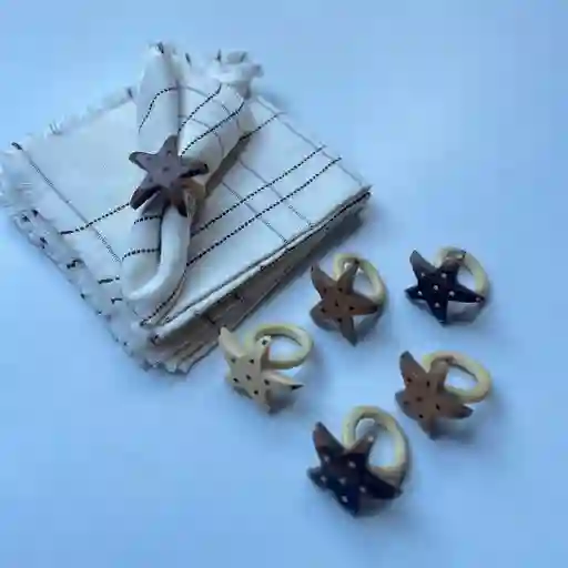 Kit Regalo Hogar: Set De Servilleteros Y Servilletas Artesanales X6
