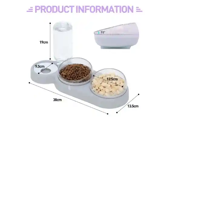 Tazones Para Gatos, Dispensador Automático De Agua 3 En 1, Dispensador De Comida Yt-10021