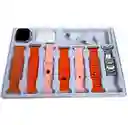 Combo Smartwatch V11clasic + Audífonos + 7 Manillas Rosa Y Naranja