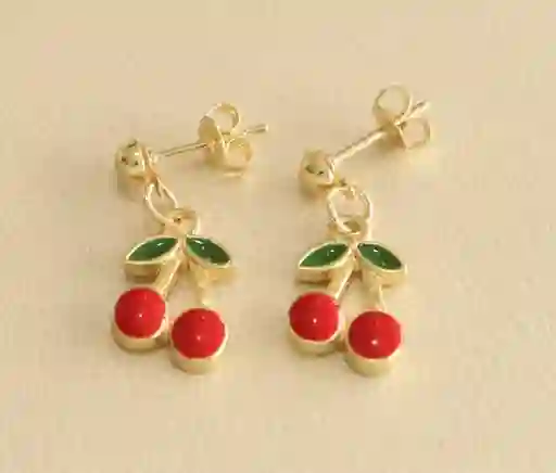 Aretes Cereza En Rodio