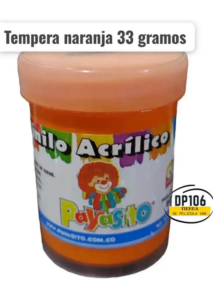 Vinilo Acrilico / Tempera Naranja 33 Gramos X 1 Und