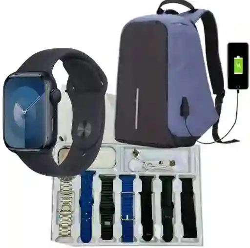 Combo Bolso Antirrobo Azul + Combo V11 Clasic Negro + Audifonos