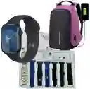 Combo Bolso Antirrobo Morado + Combo V11 Clasic Negro + Audifonos
