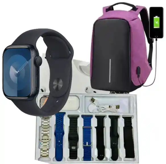 Combo Bolso Antirrobo Morado + Combo V11 Clasic Negro + Audifonos