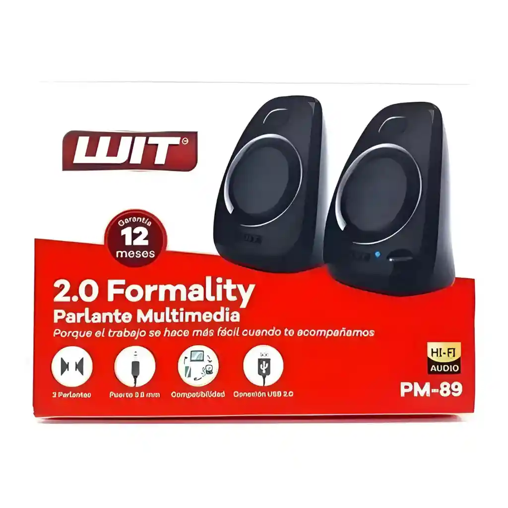 Parlante Bocina Multimedia De Mesa Para Pc- Portátil Wit Pm-89 Triangulo Negro Bafle Auxiliar