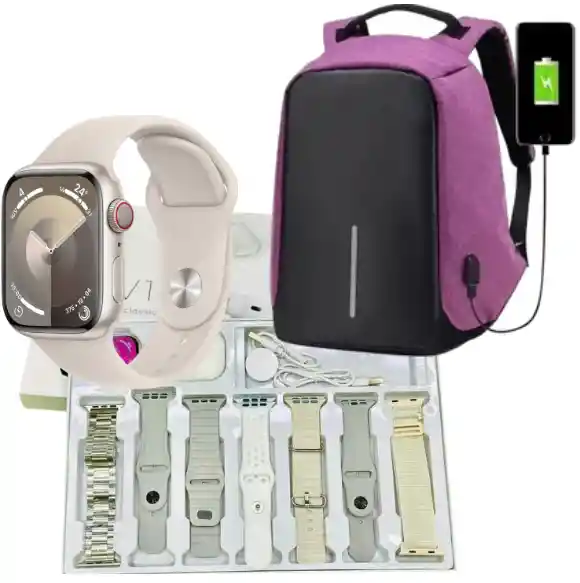 Combo Bolso Antirrobo Morado + Combo V11 Clasic Gris + Audifonos