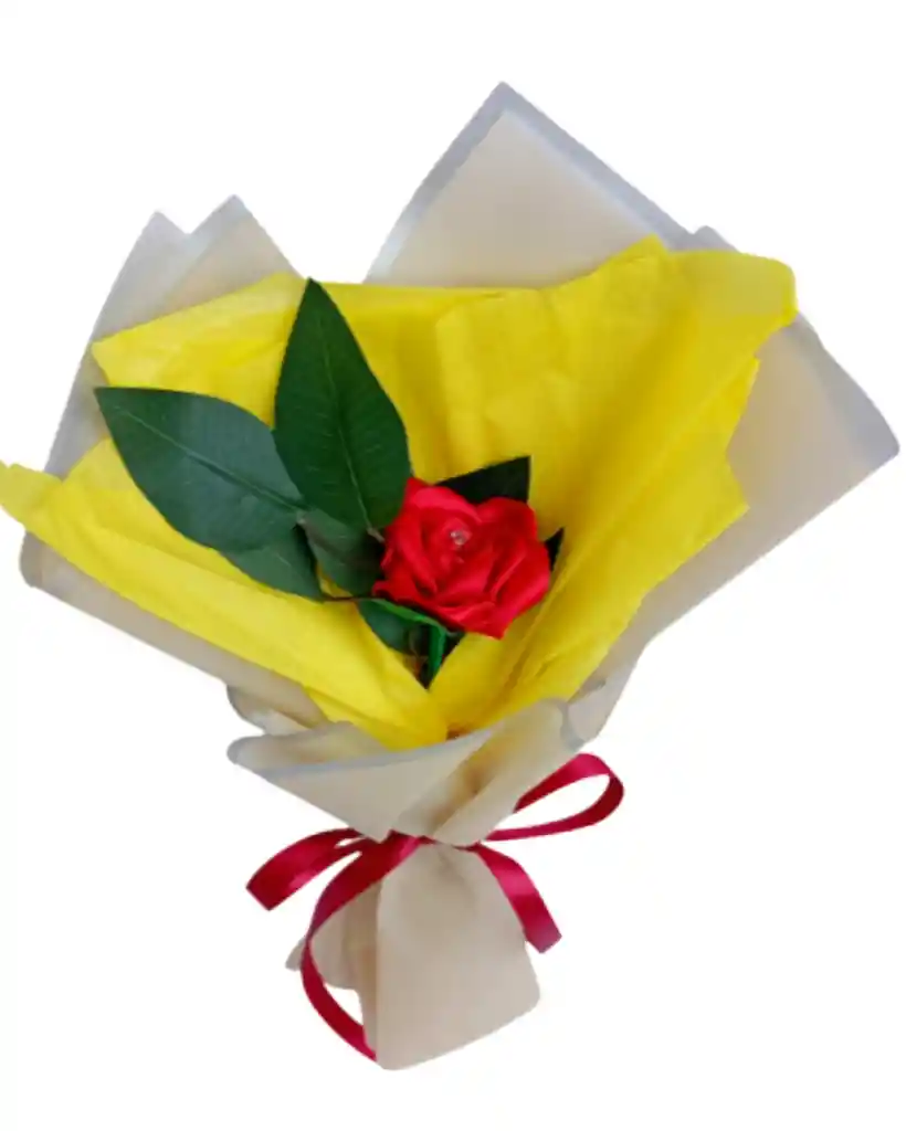 Rosa Roja En Bouquet Amor Eterno