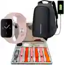 Combo Bolso Antirrobo Negro + Combo V11 Clasic Rosa + Audifonos