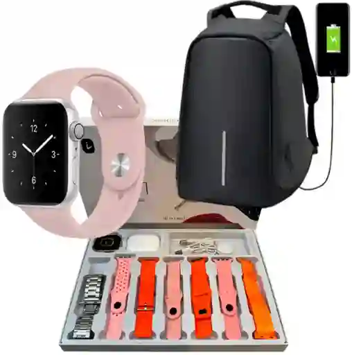 Combo Bolso Antirrobo Negro + Combo V11 Clasic Rosa + Audifonos