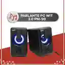 Parlante Bocina Multimedia De Mesa Para Pc- Portátil Wit Pm-90 Usb Led Bafle Auxiliar