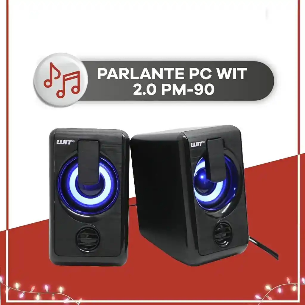 Parlante Bocina Multimedia De Mesa Para Pc- Portátil Wit Pm-90 Usb Led Bafle Auxiliar