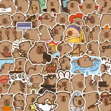 Pegatinas Capibara Chiguiro Stickers Calcomanias Adhesivos Coleccion X25 Unidades