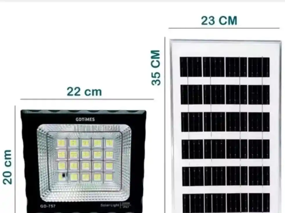 Reflector Solar Led Exterior 200w Luz Blanca Panel Y Control