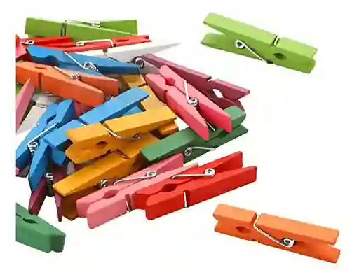 Gancho Madera Colores Para Fotos Pequeños Pinzas Decorativas X12 Unidades