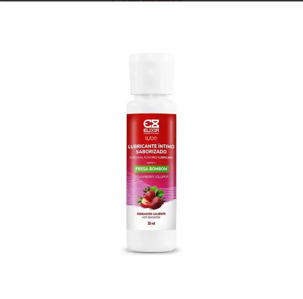 Lubricante Íntimo Saborizado Elixir Fresa Bombón Con Sensación Caliente – 30 Ml