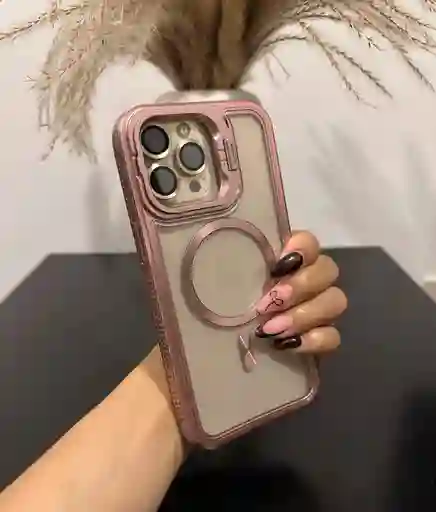 Case Metal Holder Iphone 16 Pro Max Rosado