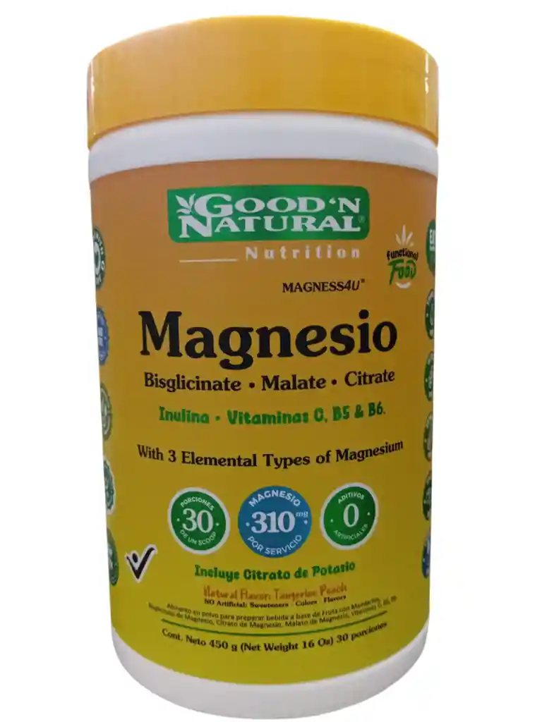 Magnesio, Bisglicinato, Malato, Citrato X 450 Gms Good Natural