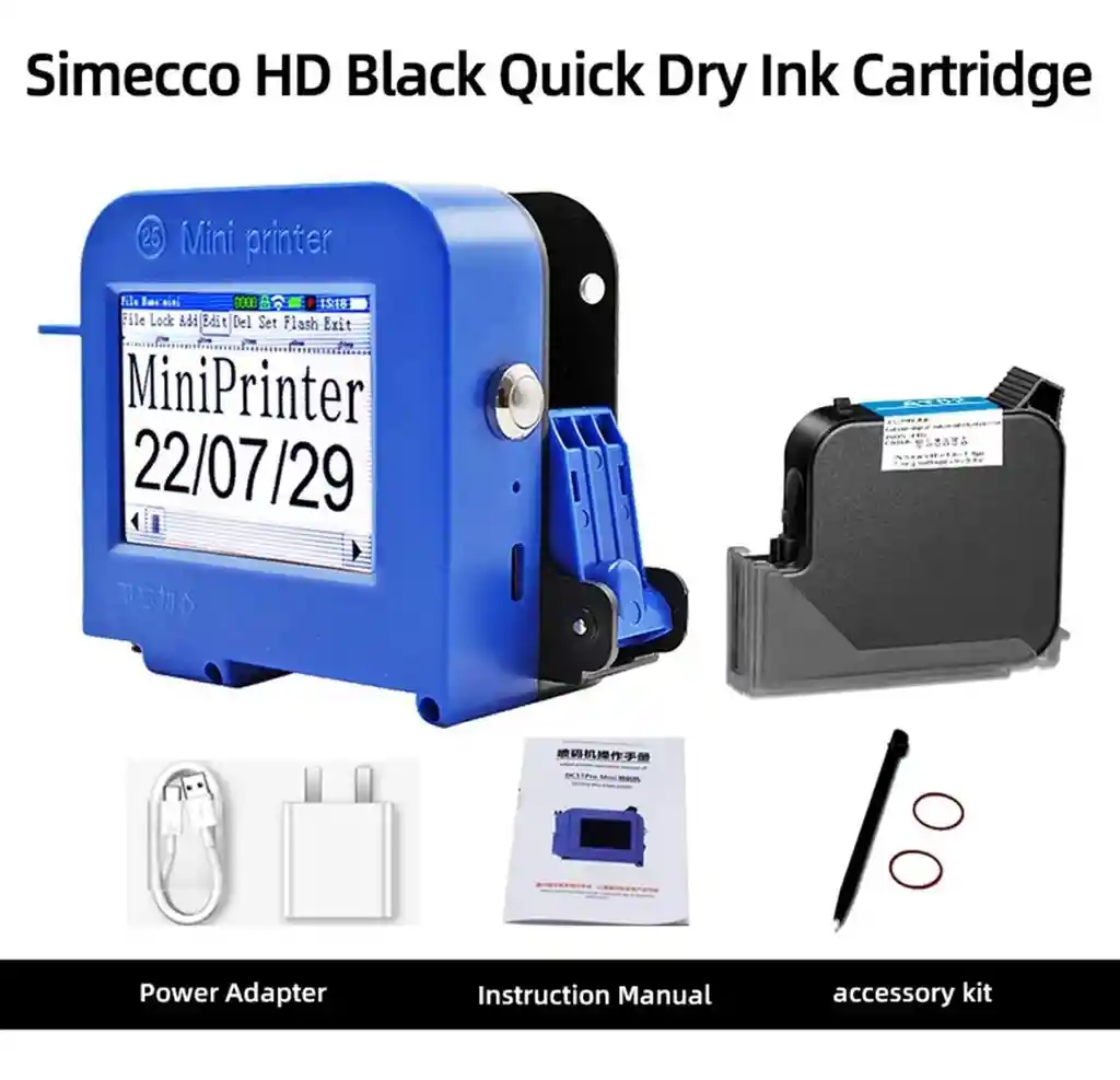 Mini Impresora De Inyección De Tinta Mejorada Para Todos Los Materiales, Máquina De Impresión Portátil Para Fecha Y Hora Código De Barras Logotipo Qrcode Número De Lote Iconos De Imagen
