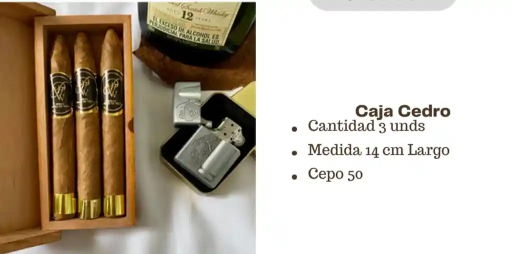 Puro Habano, Torpedo. Tabaco De Santander. Fermentado Alta Calidad Tripa Larga Caja X 3