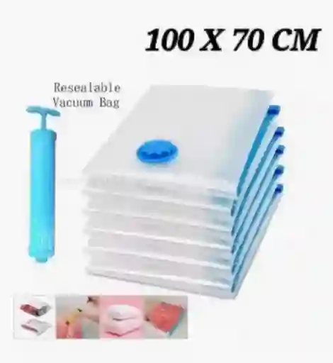 5 Bolsas De Empaque Al Vacio 100 X 70 Mas 1 Bomba