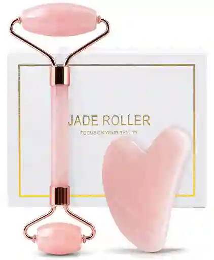 Masajeador Facial Huefull Con Rodillo De Cuarzo Rosa Y Gua Sha Alivia La Tension Muscular Regalo Para El Cuidado De La Piel Para Mujeres Y Hombres Regalo Para El Autocuidado