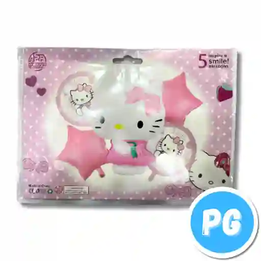 Paquete De Bombas De Hello Kitty X5 Unds Para Inflar Con Aire O Helio