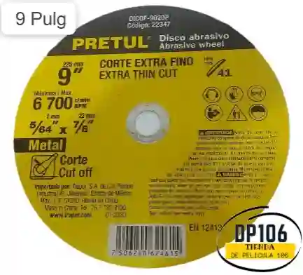 Disco De Corte Metalico 9 Pulg