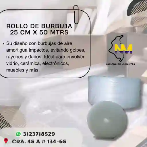 Rollo De Burbuja 25 Cm X 50 Mtrs