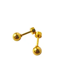 Arete Tipo Topo Redondo Balin 5mm Dorado Con Seguridad