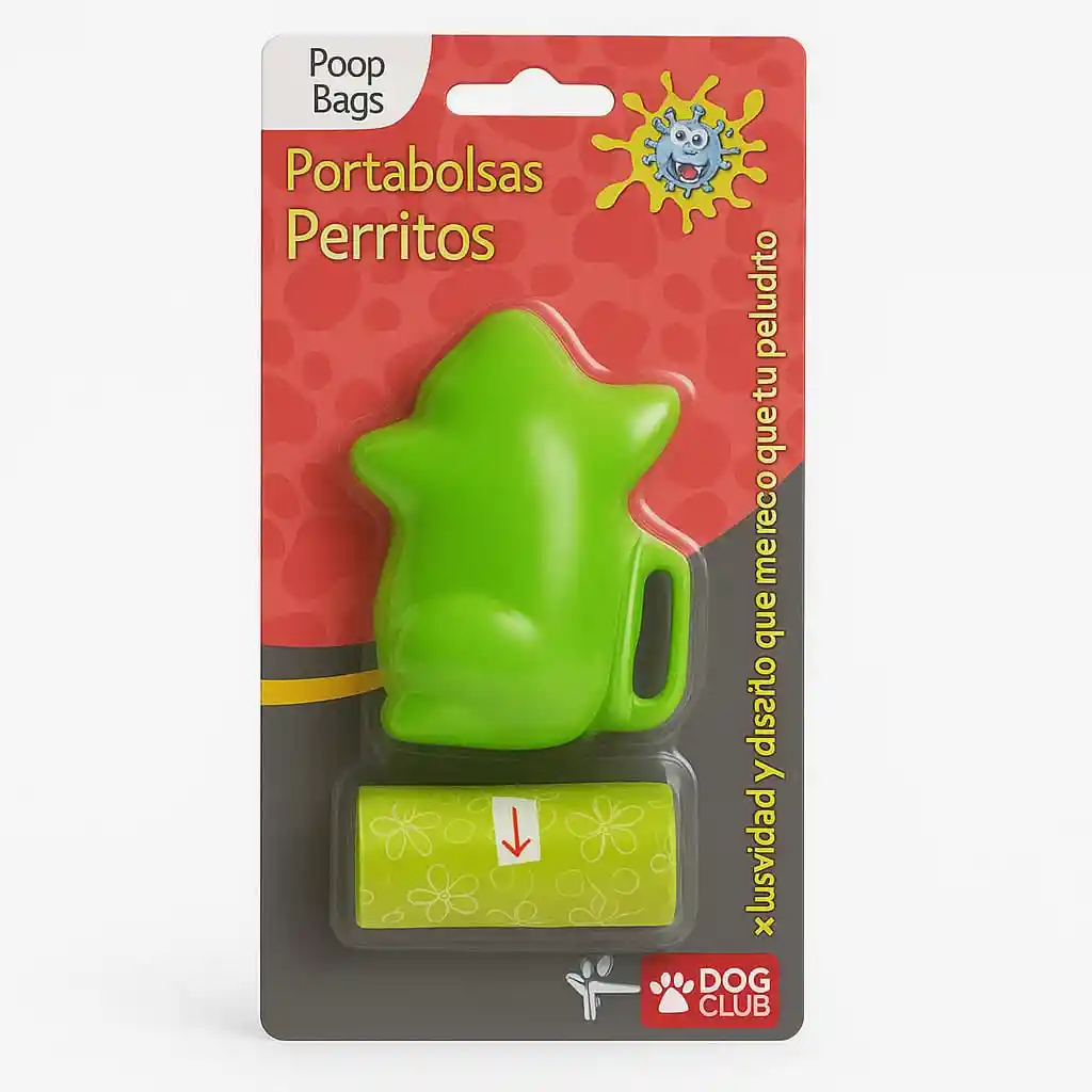 Porta Bolsas En Forma De Perrito 2 Repuestos Verde