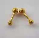 Arete Tipo Topo Redondo Balin 3mm Doble Estilo Con Circonita Y Dorado Con Seguridad