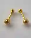 Arete Tipo Topo Redondo Balin 3mm Doble Estilo Con Circonita Y Dorado Con Seguridad