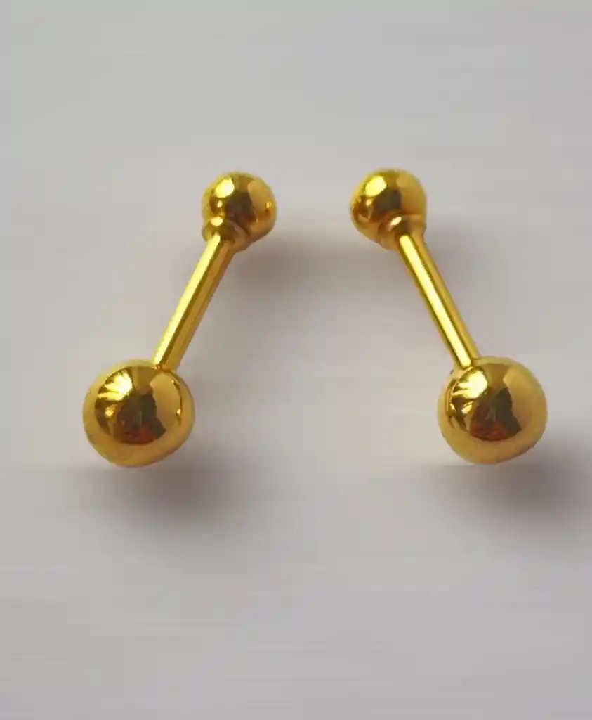 Arete Tipo Topo Redondo Balin 3mm Doble Estilo Con Circonita Y Dorado Con Seguridad