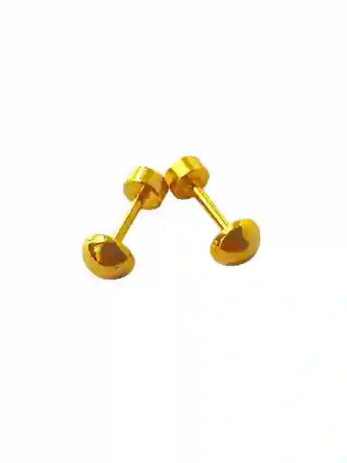 Arete Tipo Topo Medio Balin 4mm Dorado Con Seguridad