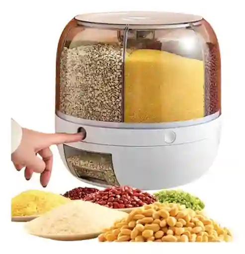 Dispensador Giratorio Para Granos Frutos Secos 6 Divisiones Color Blanco