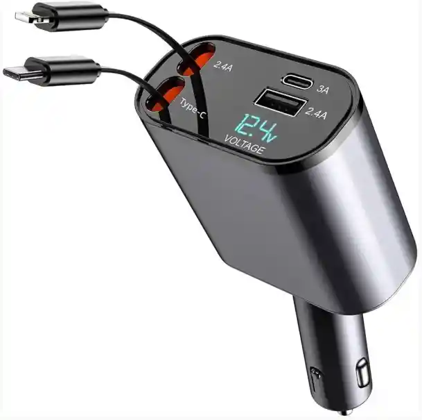 Cargador Carro 4 En 1 Retractil