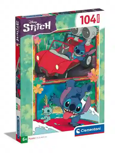 Rompecabezas 104 Piezas Stitch Sobre Ruedas Para Niños