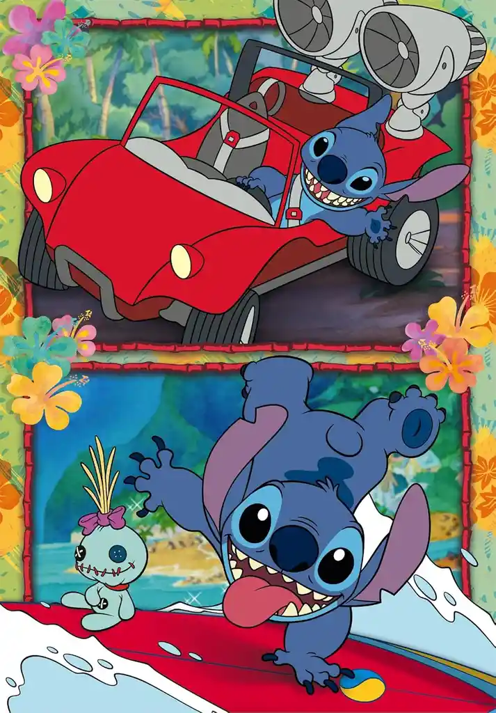Rompecabezas 104 Piezas Stitch Sobre Ruedas Para Niños
