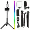 Kit Streaming Selfie Tripode Microfono Y Luz Ay-49z Nuevo
