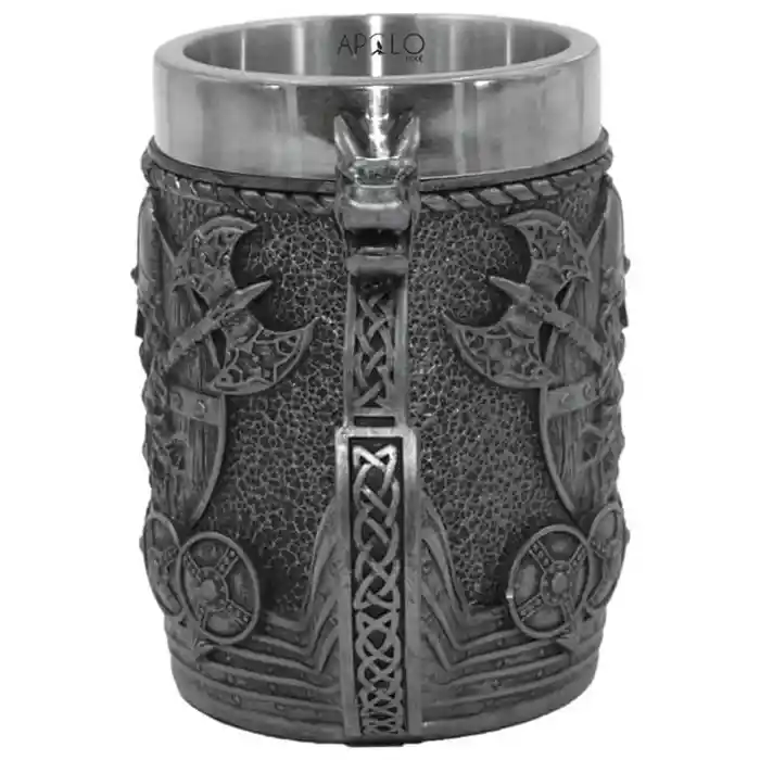 Vaso Taza Mug Vikingo Medieval Mango De Dragón Coleccionable
