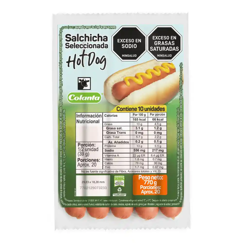 Salchicha Seleccionada Hot Dog X 770 G X 10 U