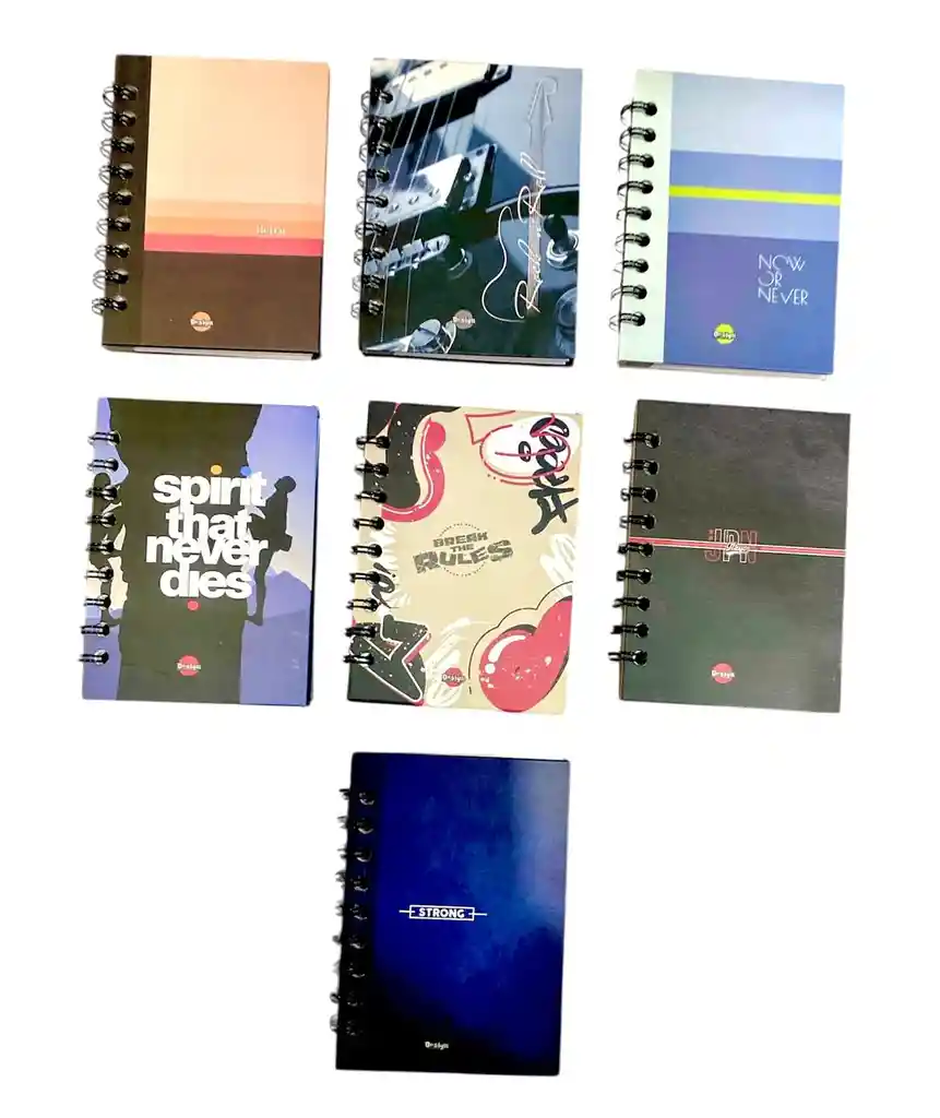 Cuaderno Mini Agenda Argollado Pasta Dura Design Hombre 80 Hojas Cuadriculada