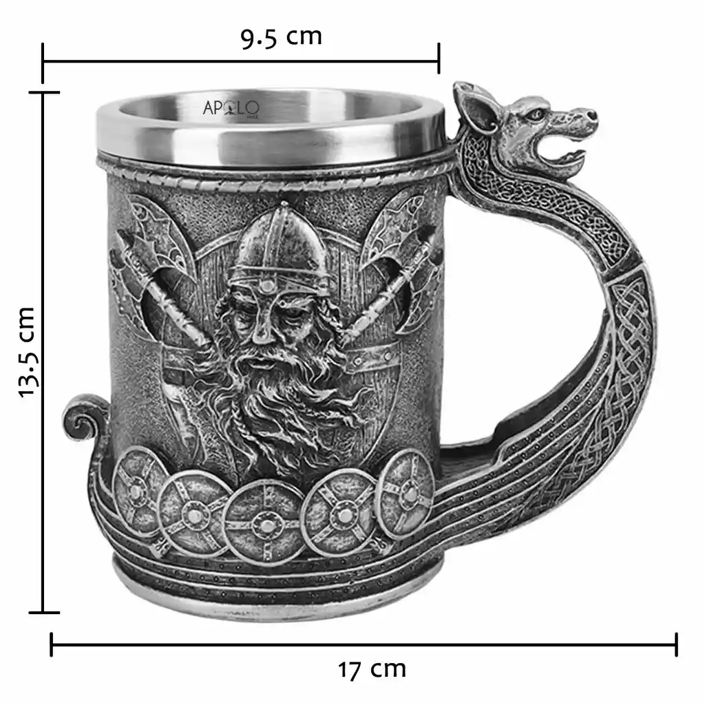 Vaso Taza Mug Vikingo Medieval Mango De Dragón Coleccionable
