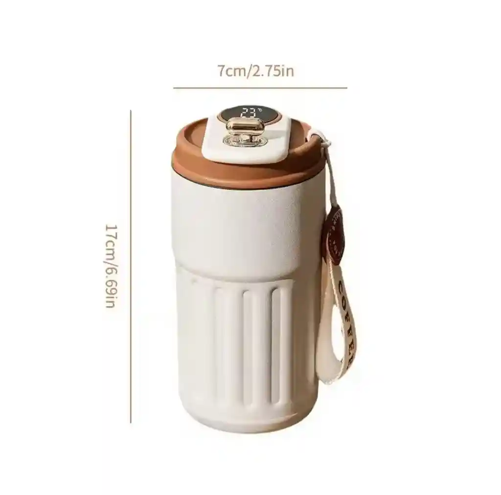 Termo De Acero Inoxidable Pantalla Digital Temperatura Beige