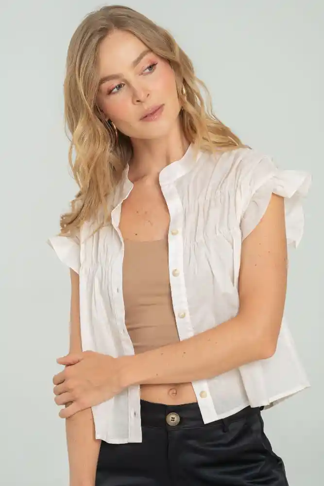 Blusa Cotton Mare Color Beige Claro Talla Xs