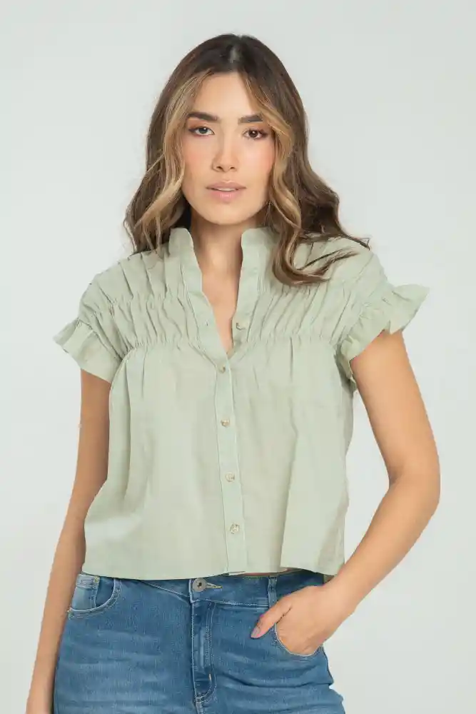 Blusa Cotton Mare Color Verde Marino Talla Xl