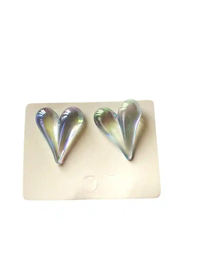 Arete Tipo Topo Corazon Acrilico Corazon Azul