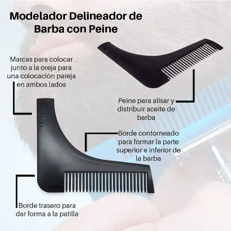 Modelador Delineador De Barba Con Peine | Guía De Corte Precisa